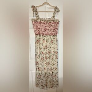 LC by Lauren Conrad cream and pink floral maxi dress, like new! Size x-large
